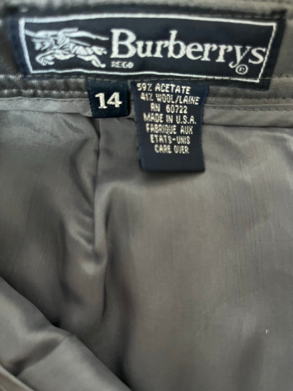 Vintage Burberrys Women’s Gray Pleated Trousers Wool Acetate Slacks